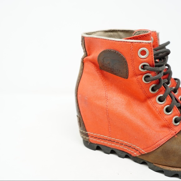 Sorel PDX 1964 Premium Wedge Boots Womens 6 Red Brown Heeled Shoes NL2796-012 - Picture 2 of 10